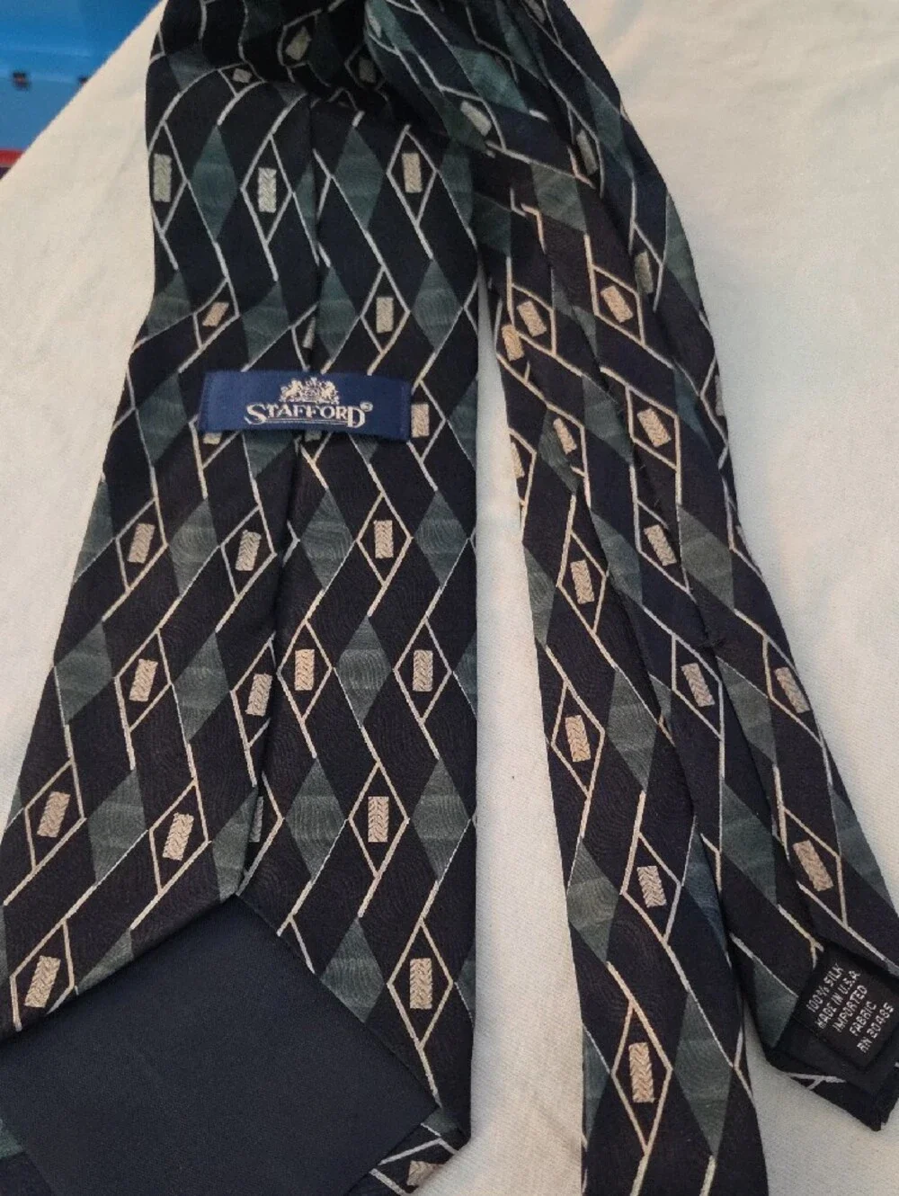Stafford Black Tie with Gray Diamond Pattern